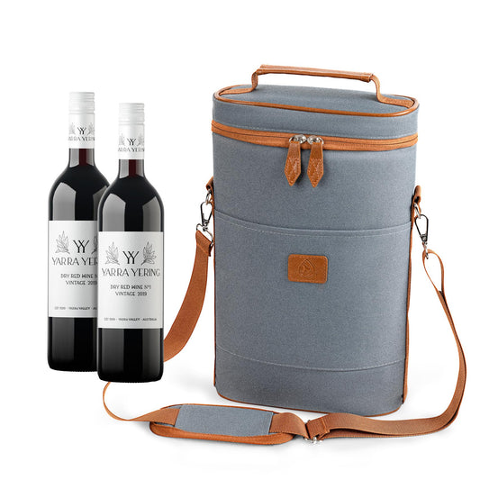 Waxed Canvas Wine Bag Tote for Wine Enthusiast , Insulated Wine Carrier Cooler Travel & Picnics Holds 2 Tall Bottles, Includes Ice Pack Chilling Reusable Tote Bag for Wine Gifts & Outdoor Gatherings