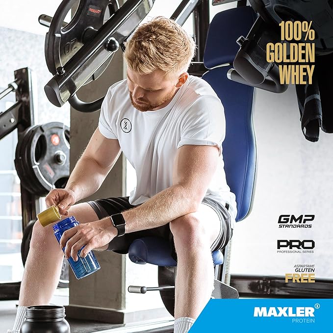 Maxler 100% Golden Whey Protein - 22g Protein per Serving - Premium Whey Protein Powder for Pre Post Workout - Fast-Absorbing Whey Concentrate Isolate & Hydrolysate Blend - Milk Chocolate Protein 5 lb