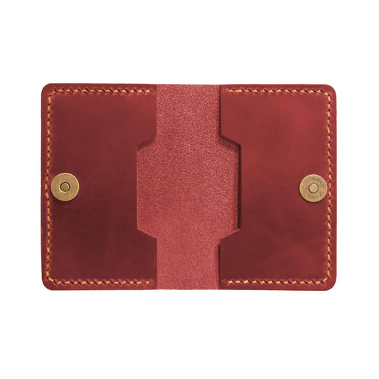 Turbosnail Leather Origami Wallet, Minimalist Pocket Wallet, Coin Purse And Card Case Wallet, Leather Business Card Holder, Credit Card Holder, Magnet Button Wallet (Red)