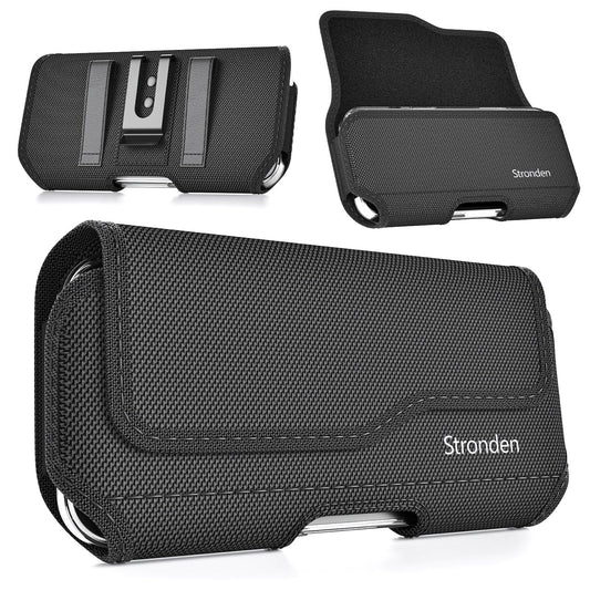 Stronden Magnetic Closure Holster for iPhone 17 Pro, 17e, 17, 16 Pro, 16, 16e, 15, 15 Pro, 14, 14 Pro, 13, 13 Pro, 12, 12 Pro - Military Grade Nylon Pouch with Metal Belt Clip & Loop (Fits Slim Case)