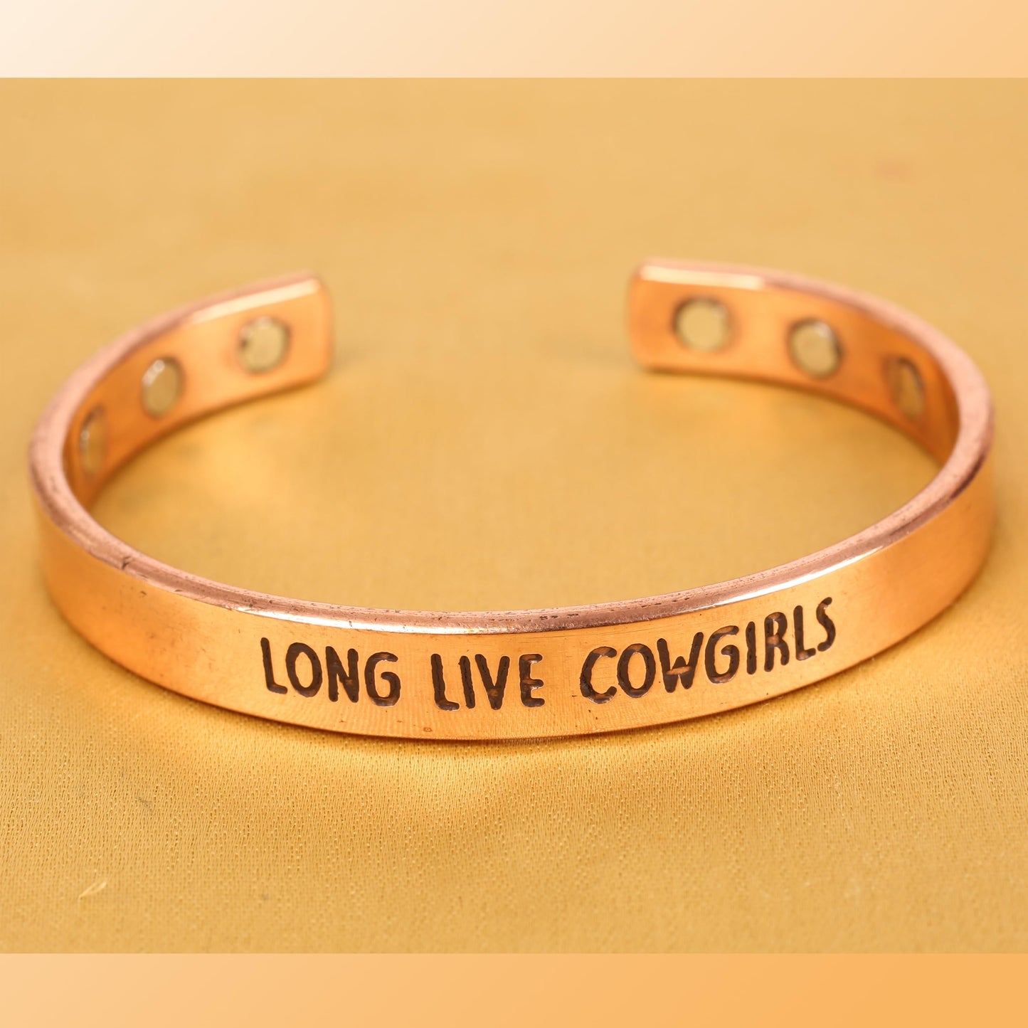 Touchstone Inspirational Copper Engraved Magnetic Bracelets for Women-Personalized Jewelry Gifts for Best Friend/Mom/Daughter/Sister - Adjustable Bracelet in a Gift Box Long Live Cowgirls