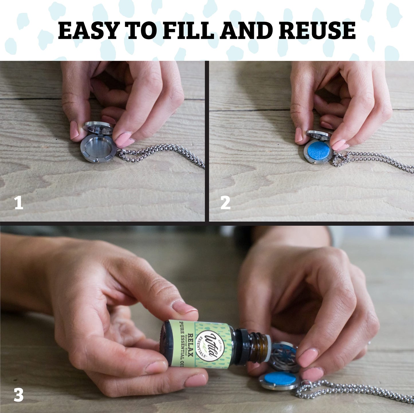 Wild Essentials Mother of Dragons Essential Oil Diffuser Nickel Free Alloy Locket Pendant with 24 inch Chain, 12 Color Refill Pads, Customizable Color Changing Perfume Jewelry for Aromatherapy