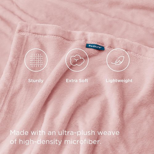 Bedsure GentleSoft Pink Fleece Blanket - Soft, Lightweight Plush Queen Size, 90x90 Inches for Cozy Luxury