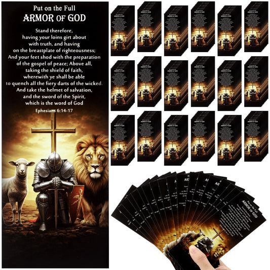 Dunzoom 200 Pcs Armor of God Bookmarks Fathers Day Christian Gifts for Men Bible Verse Bookmarks Bulk Pastor Clergy Appreciation Gifts for Sunday School Class Student (Yellow Black)