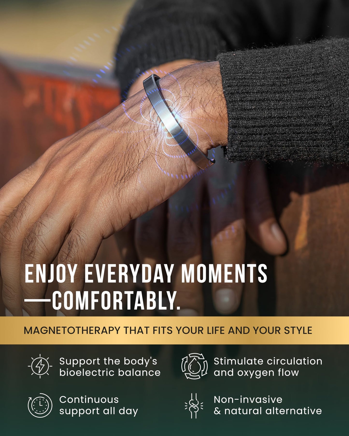 MagnetRX® Magnetic Bracelets for Men & Women - Elegant Bangle Men’s Cuff - Golf/Tennis Elbow & Balance, Stainless Steel Magnetic Bracelets for Women (Brushed Silver, Large (Pack of 1))