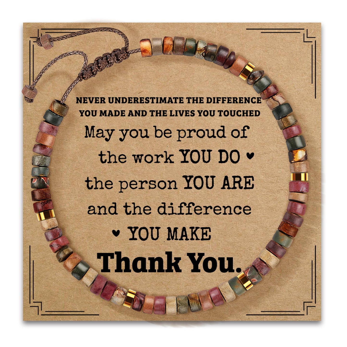 ZOKCC Thank You Bracelets Gifts for Women - Healing Natural Stone Bracelets - Appreciation Thank You Gifts for Women Coworkers Teacher Boss Nurse Employee Friend Farewell