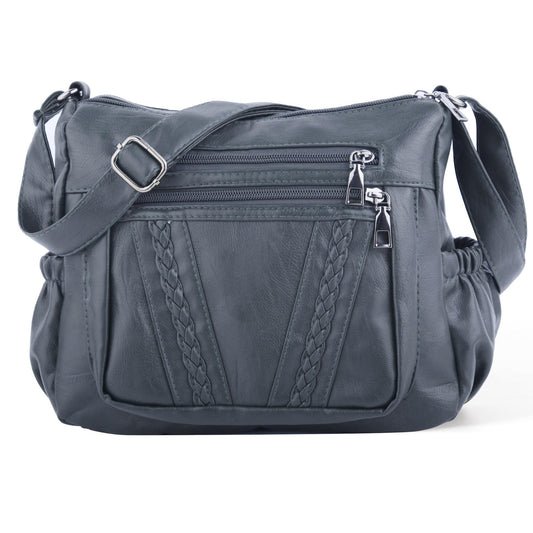 ELDA Crossbody Bags For Women Pocketbooks Soft PU Leather Purses and Handbags Multi Pocket Shoulder Bag