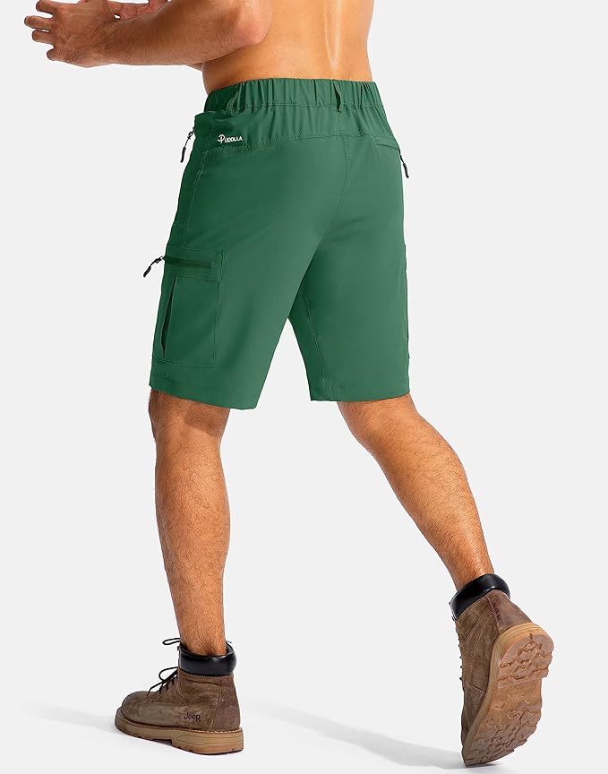 Pudolla Men's Hiking Cargo Shorts 9" Lightweight Outdoor Work Shorts for Men Travel Golf Camping Casual with 5 Zipper Pockets