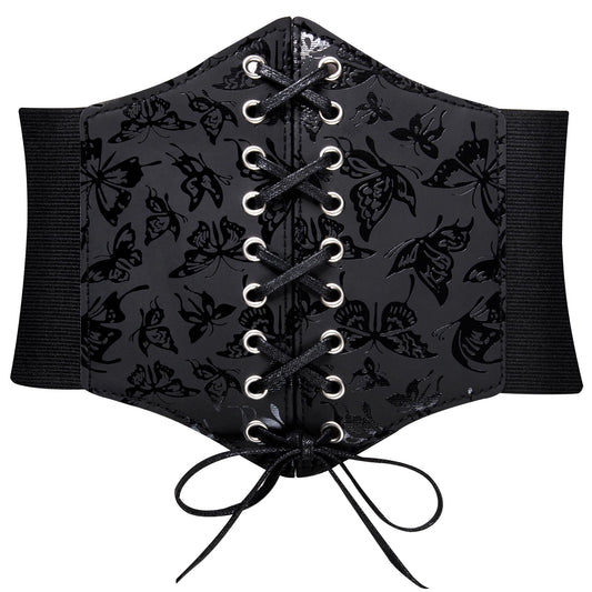 Barry.Wang Women’s Renaissance Corset Belt Lace-up Tied Waspie Wide Elastic Waist Belts for Women
