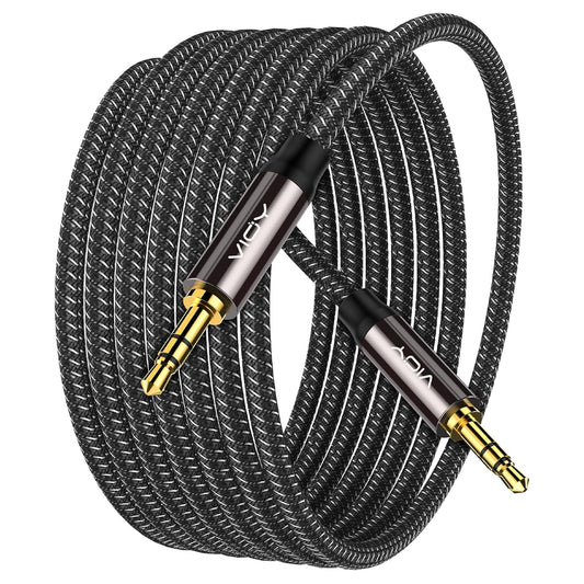 (6.6 3.5 mm VIOY Aux Cable ft), [Copper Shell, Hi-Fi Sound] Male to Male Braided Auxiliary Cord Compatible