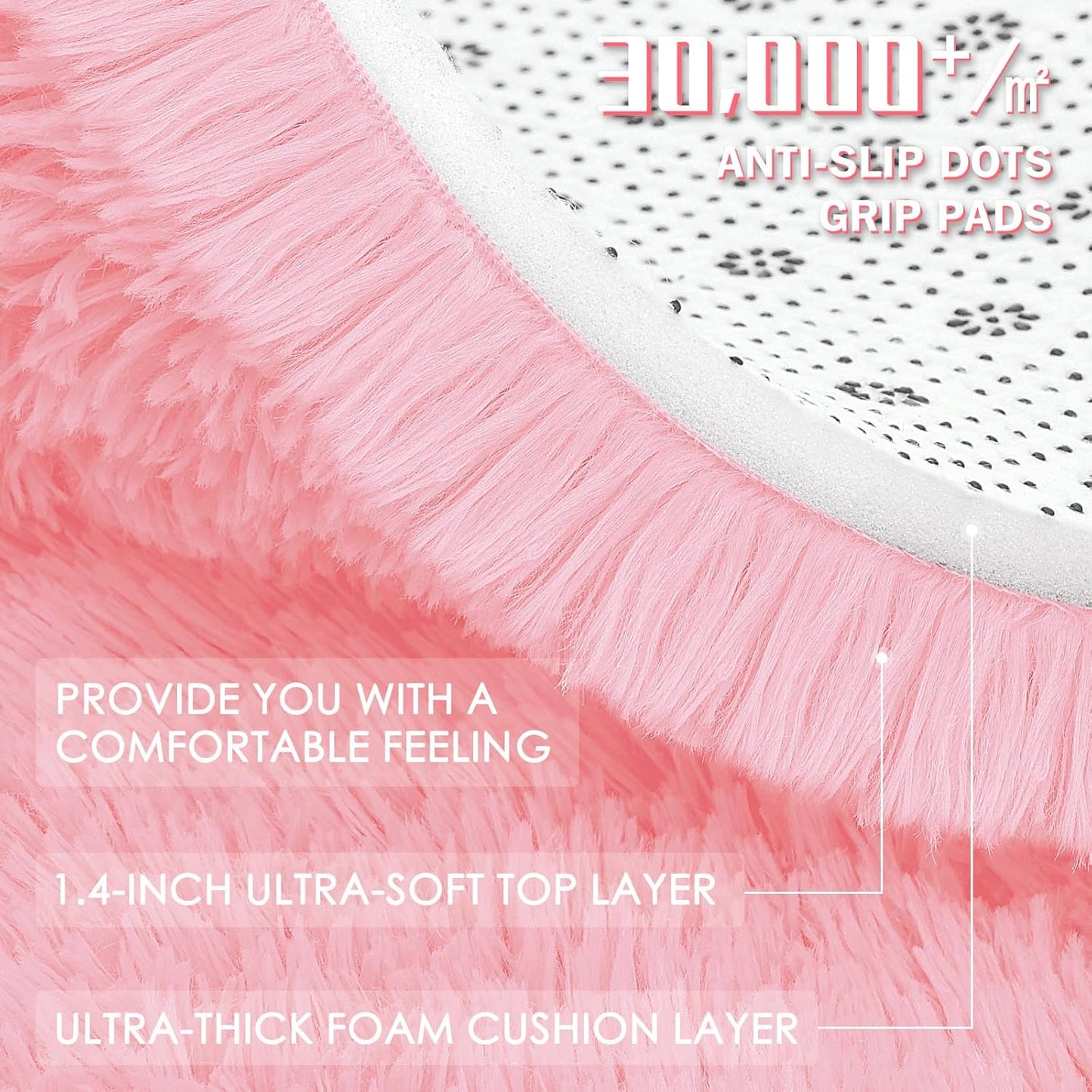 OLANLY Large Area Rug - Soft Fluffy Shaggy Carpet for Living Room & Bedroom | 9x12 ft, Pink