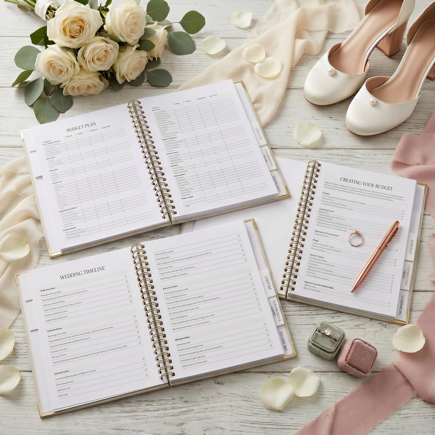 Beautiful Wedding Planner Book and Organizer - Perfect for Detailed Planning Of Your Big Day - Unique Engagement Gift for Newly Engaged Couples, Future Brides and Grooms