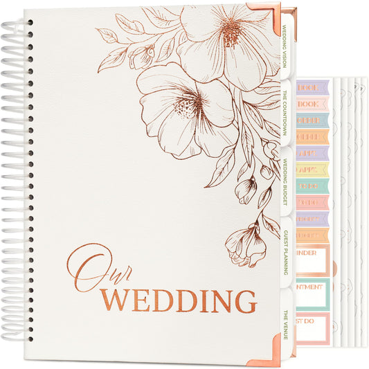 Clever Fox Wedding Planner Book and Organizer – Guided Wedding Planning Journal & Bridal Notebook with Tips & Checklists – Engagement Gifts for Bride or Engaged Couple (White, Gold Foil)
