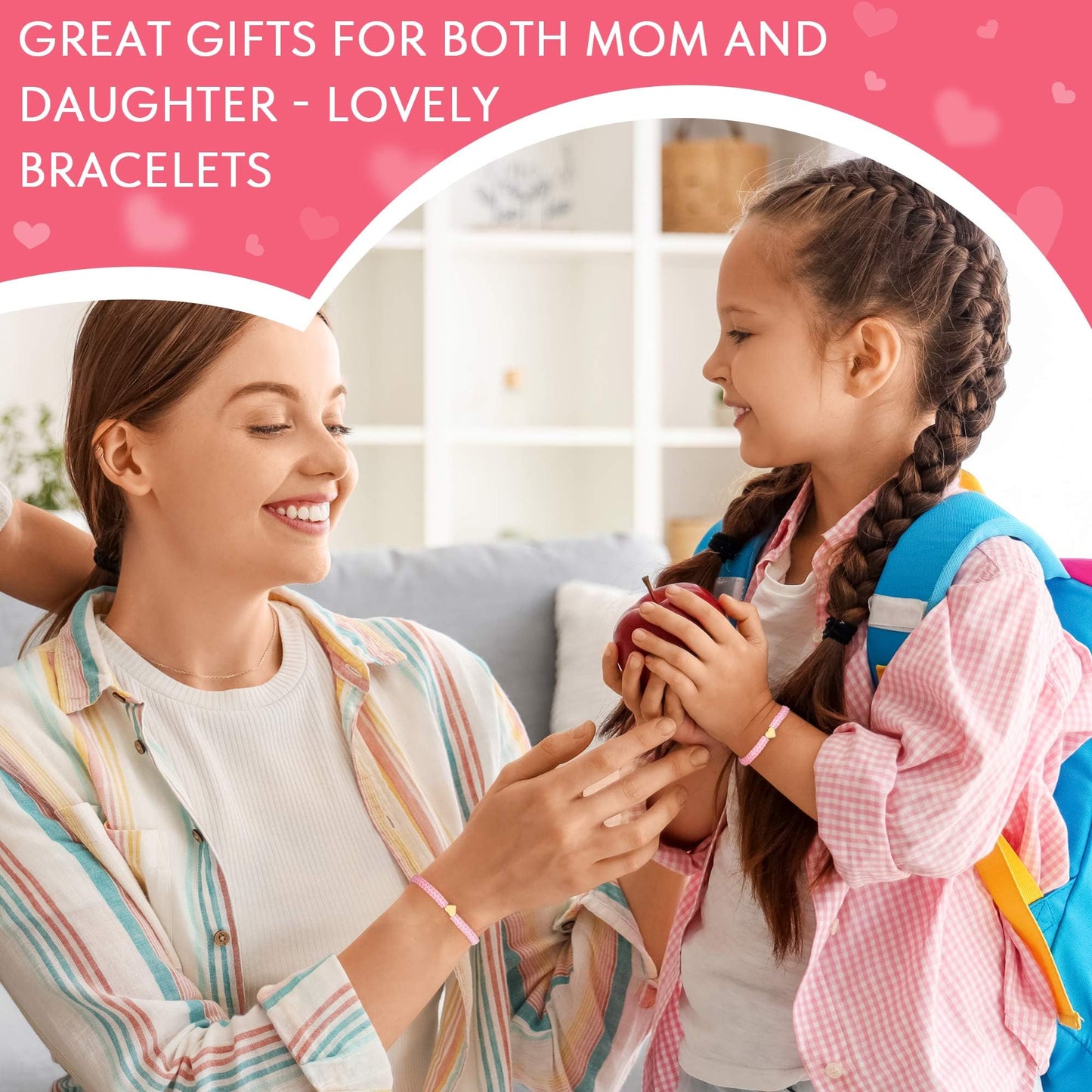 WZHENAINI Mother Daughter Bracelets Mommy and Daughter Birthday Gifts Mom Daughter Heart Matching Bracelets from Mom Mothers Day Gift To My Daughter Bracelets