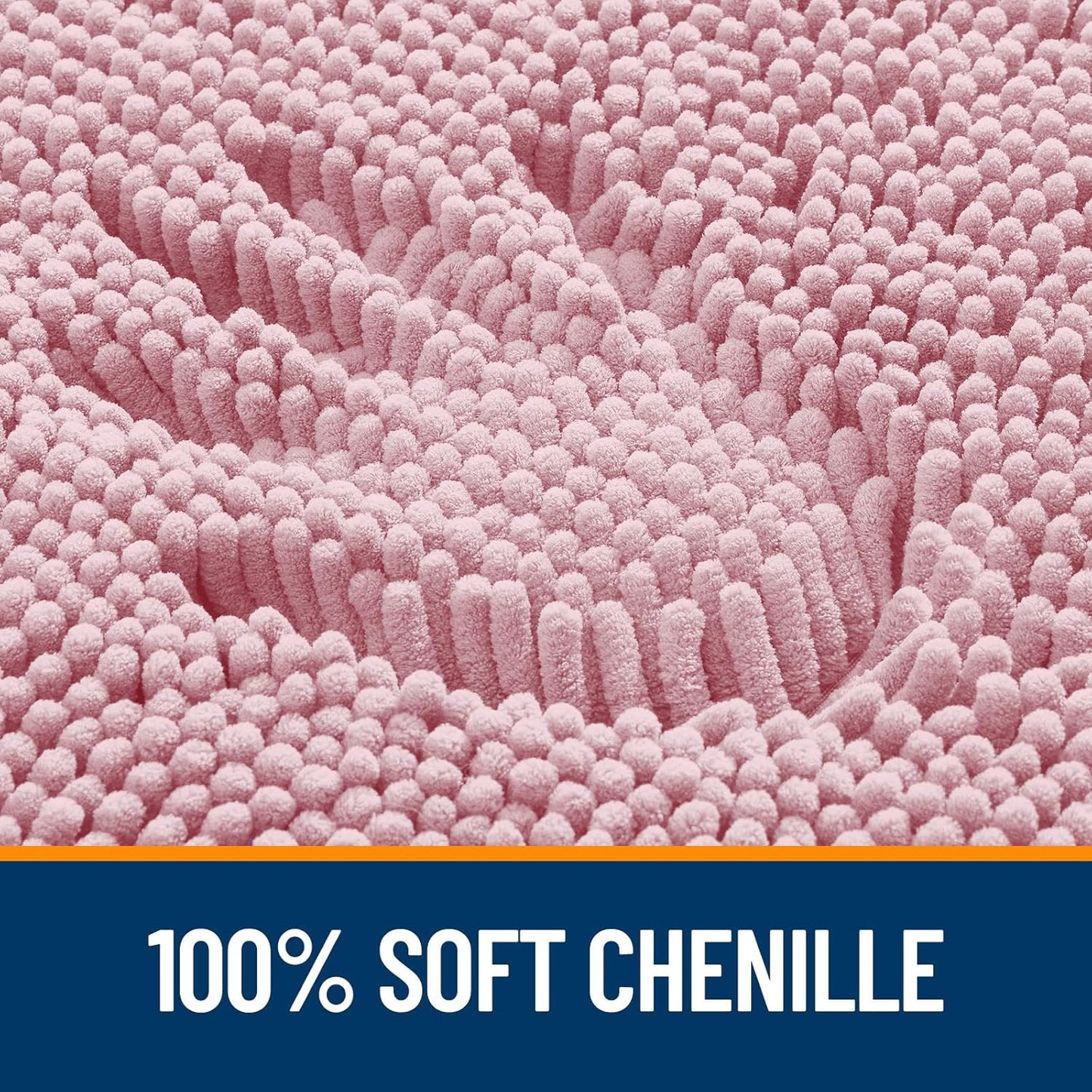OLANLY Bathroom Rugs - Extra Soft Chenille Bath Mats with Rubber Backing | Quick Dry, Machine Washable, 36x24, Dusty Rose
