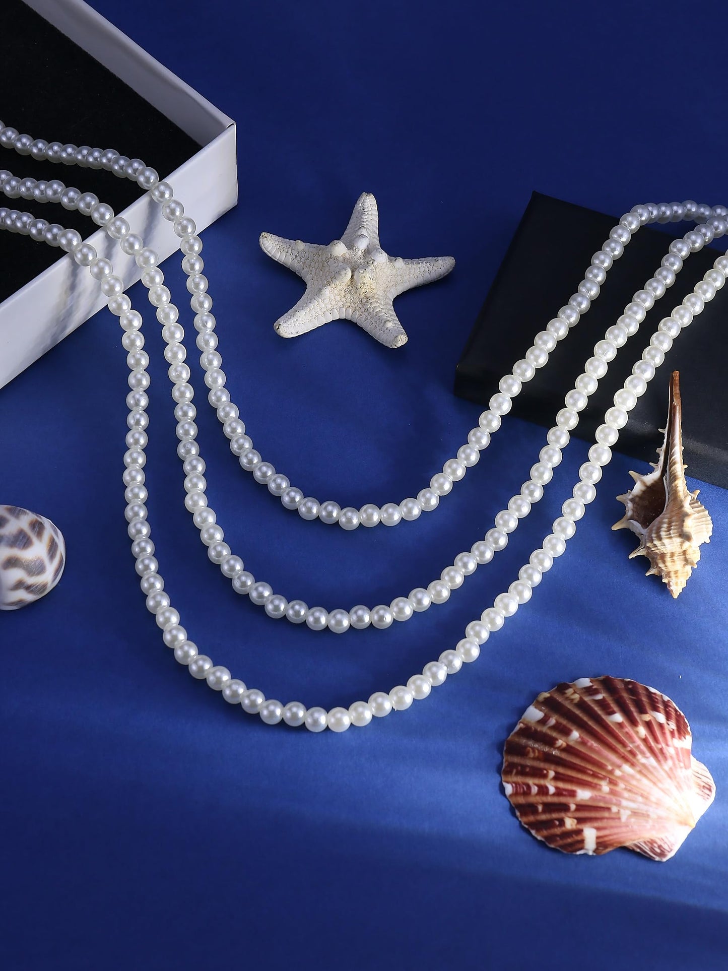 Lookray Pearl Necklace for Women Dainty 9MM Round Imitation Pearl Choker Necklace Simple Multilayer ‌Pearls Choker Fashion Wedding Pearls Jewelry for Brides