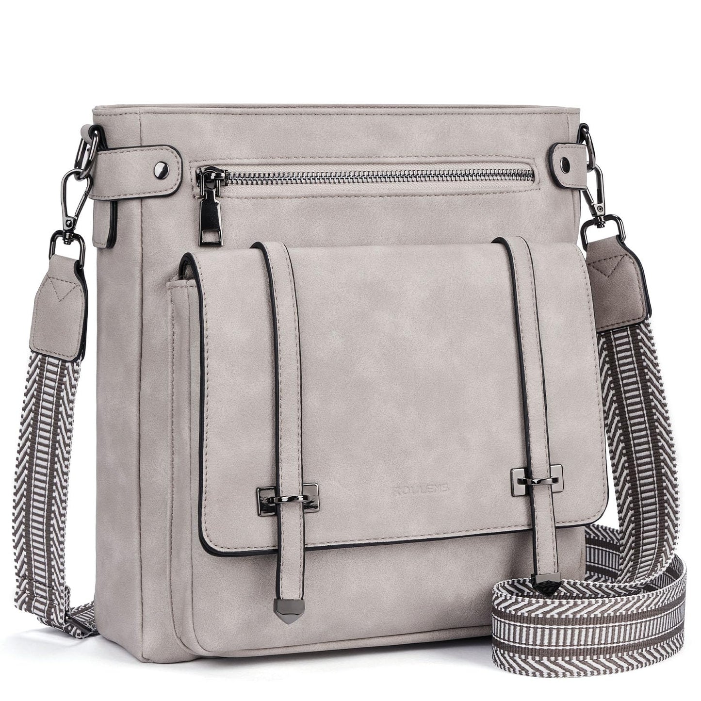 Roulens Crossbody Bags for Women,Multi Pocket Crossbody Purses Vegan Leather Shoulder Handbags Travel Purse Adjustable Strap