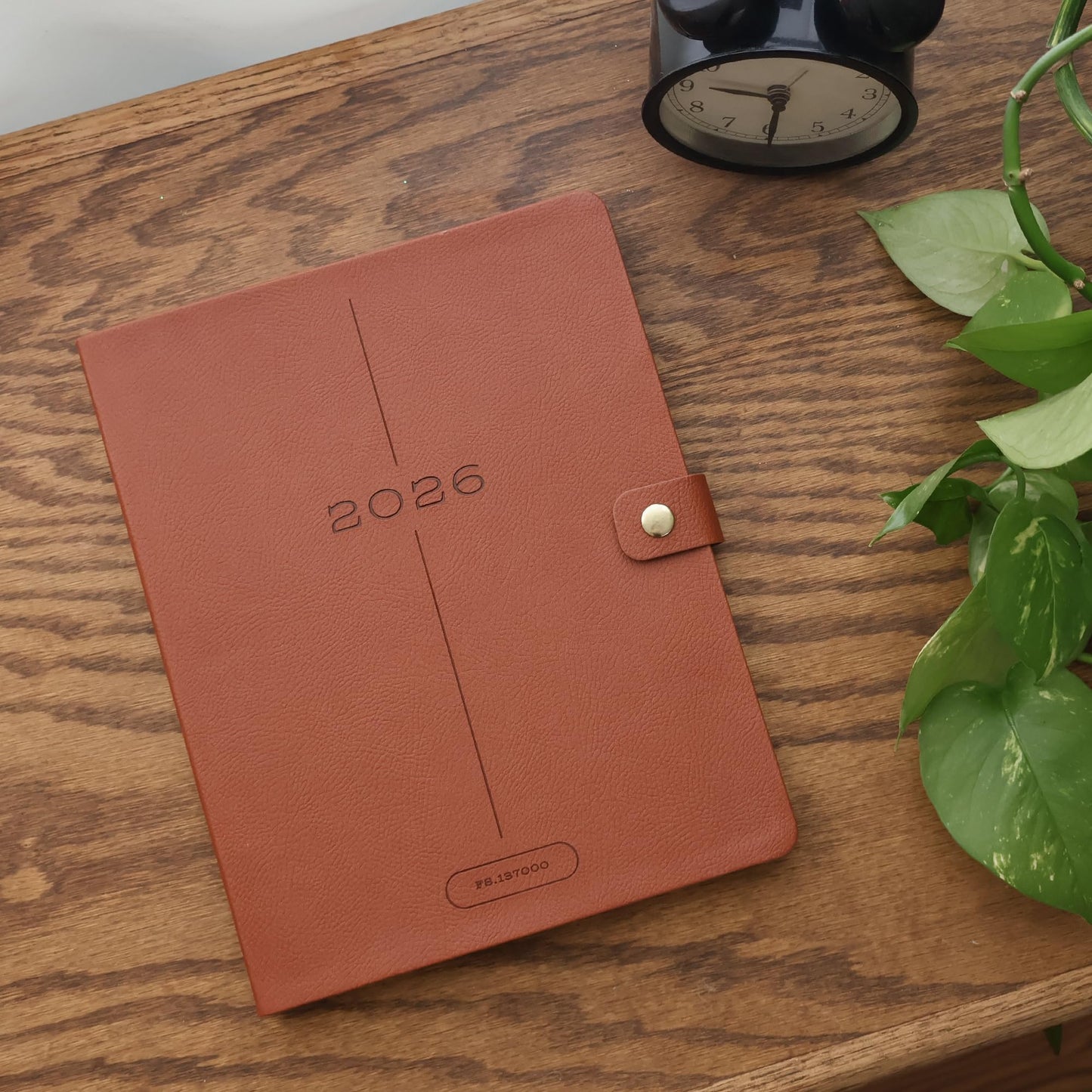 Fringe Studio 2026 Weekly Planner, Aug 2025 - Dec 2026, 17 Month, Faux Leather Wrapped Cover, "TEXT BLOCK COGNAC", 8"w x 10"h, 240 Pages (137FL003)