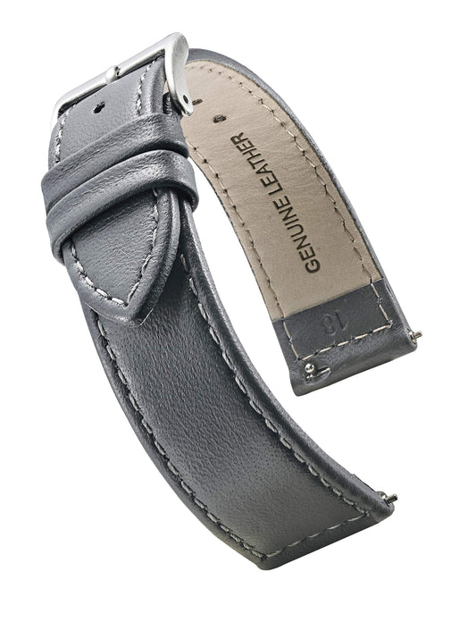 STUNNING SELECTION ALPINE flat Stitched Genuine Leather Watch strap with Quick Release Spring Bars - Grey - 14 mm