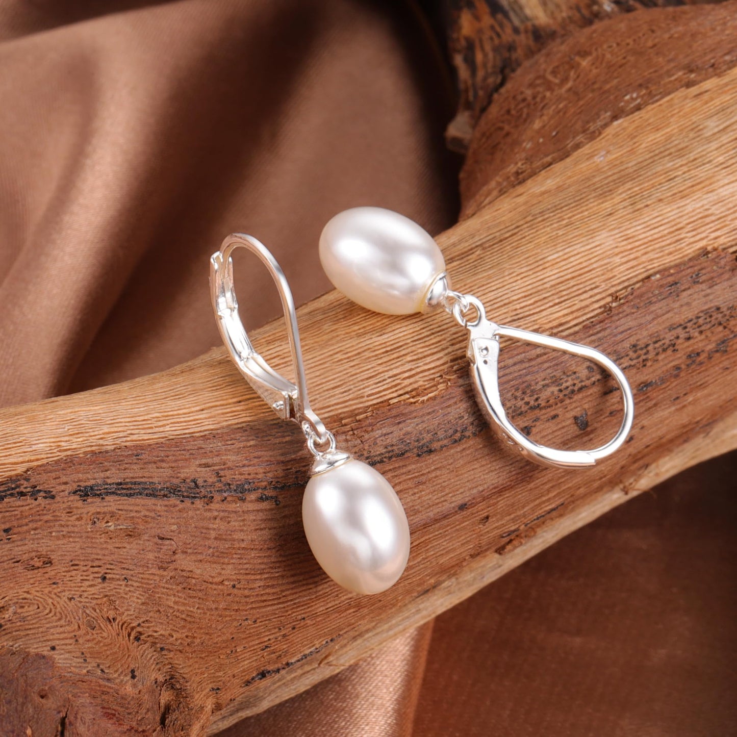 Silver Pearl Dangle Earrings for Women 925 Sterling Silver Pearl Drop Earrings Leverback Hypoallergenic Earring
