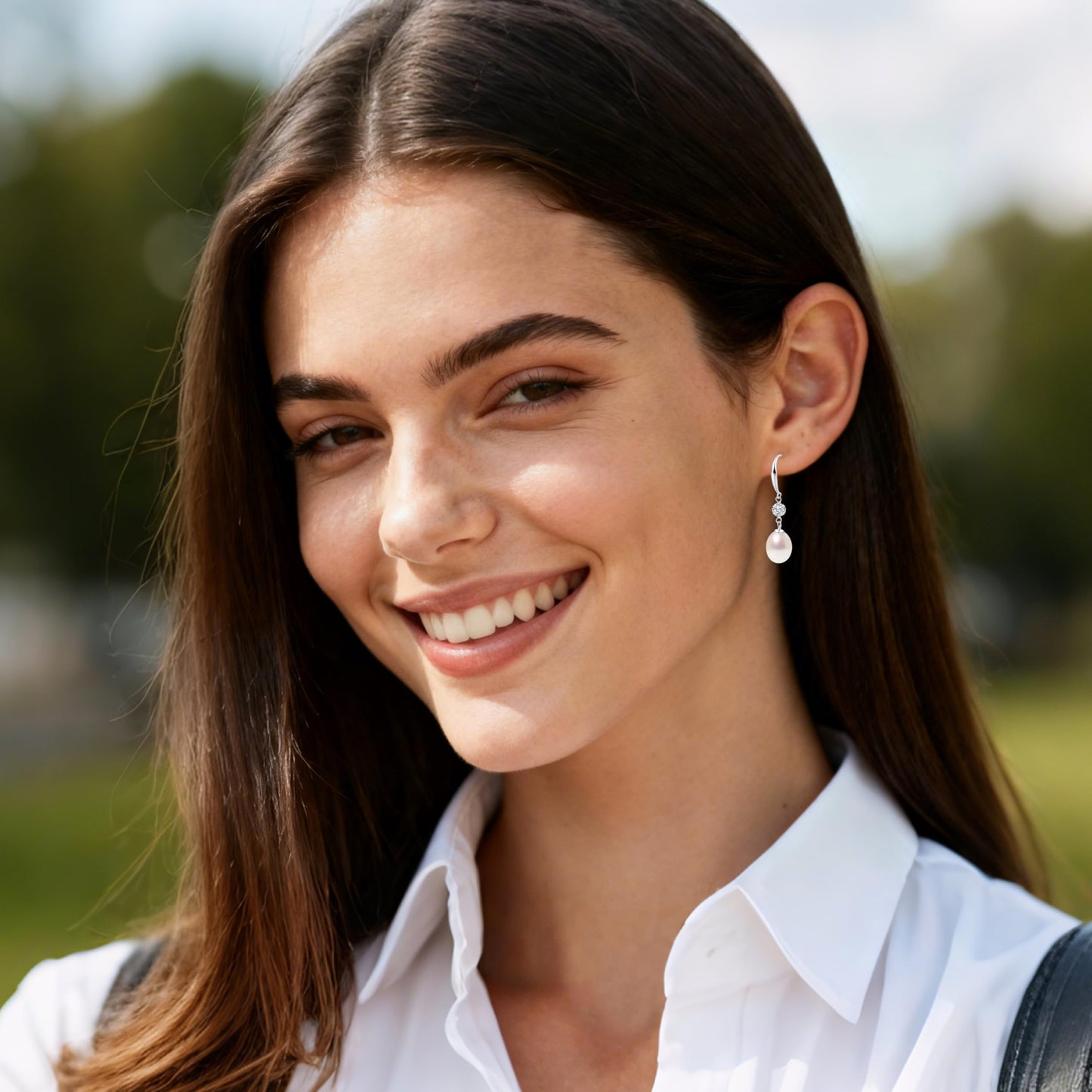 Pearl Drop Earrings for Women, Gold Plated & 925 Sterling Silver, Pink & White Dangle Earrings, Dainty Cute Elegant Bridal Wedding Gift for Her | Christmas Gift for Women (Silver Ear Hook White Pearl)