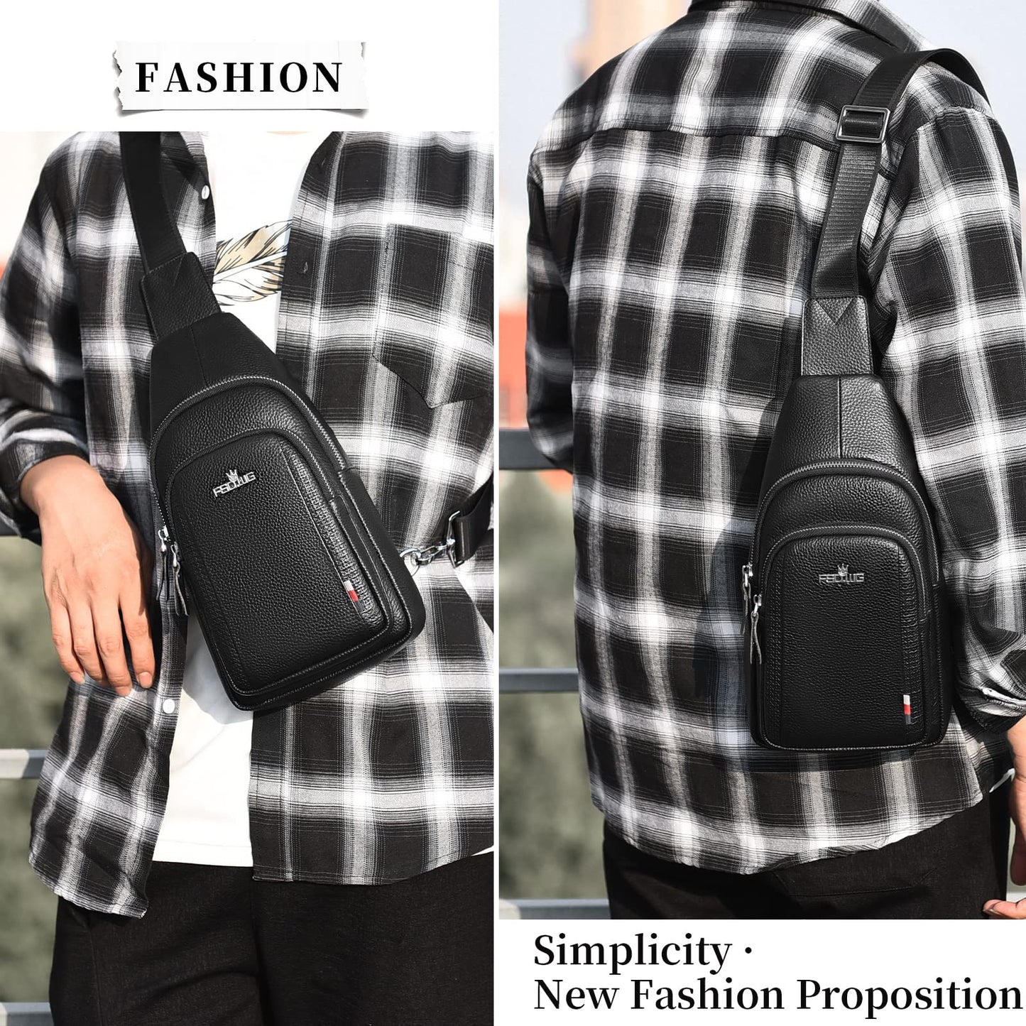 FSD.WG sling Backpack for Men Chest Bag Crossbody Shoulder Bags Travel Bag Purse for Men with Water Resistant