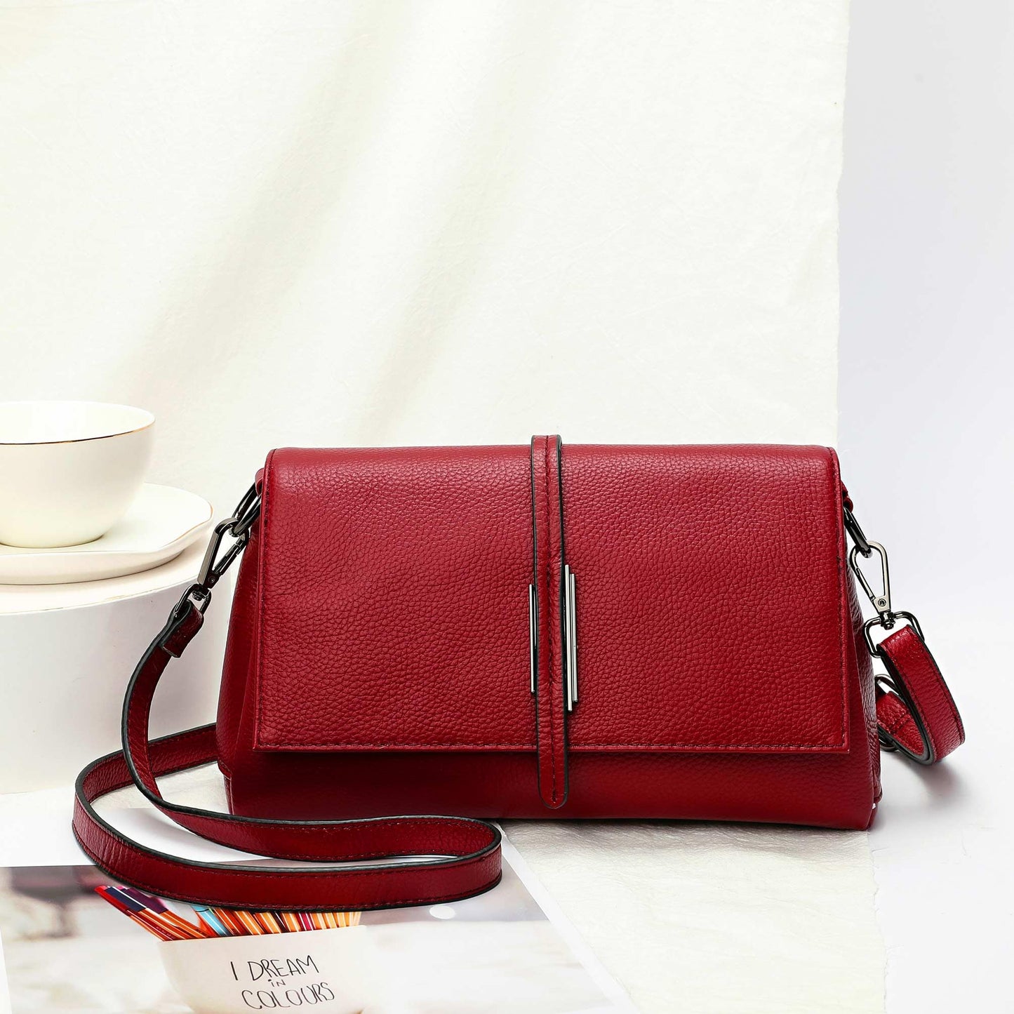 SHESTORY Women Genuine Leather Shoulder Bags Classic Crossbody Purses for Lady Handbag (Wine)