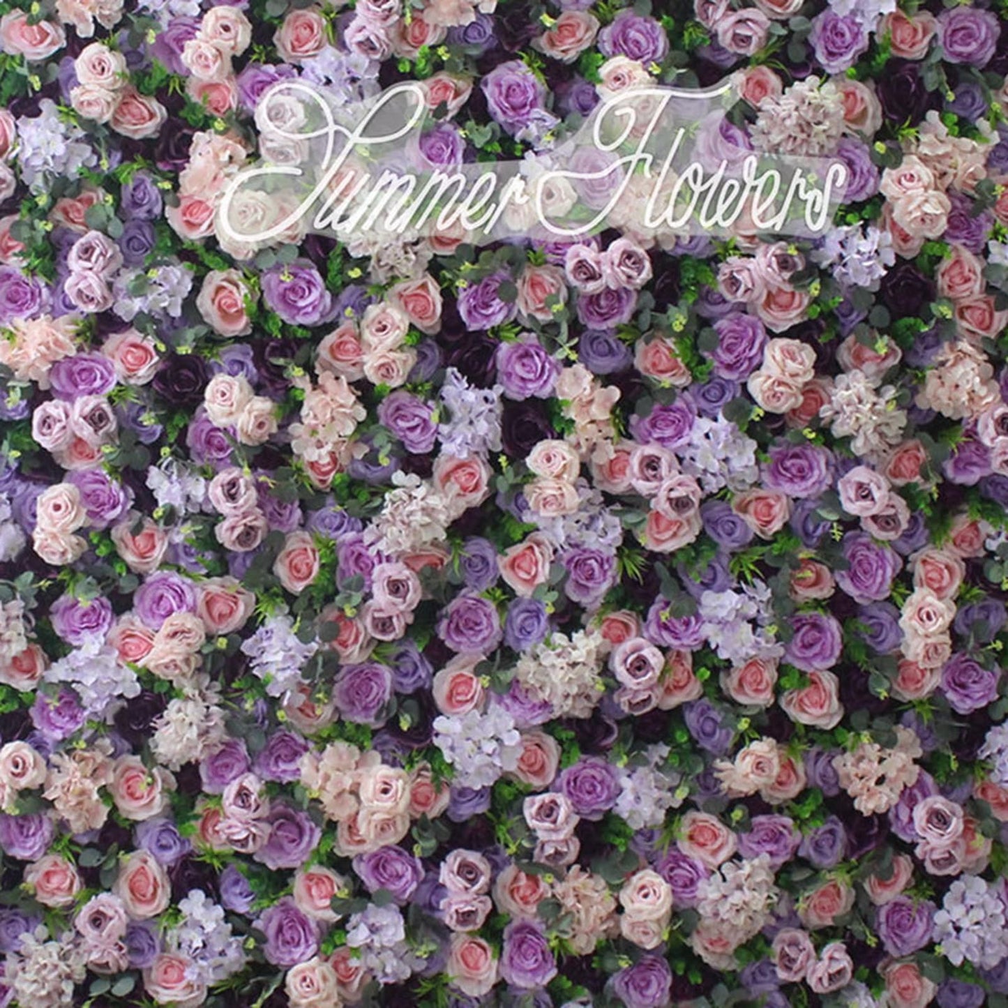 JIIPOREGJ Artificial Flower Wall Backdrop Panels,Purple Rose Handmade Romantic Large Wedding Backdrop 3D Floral Wall Fabric Flower Wall for Party Bridal Wedding Backgroun,One Color,3m*3m/10 * 10FT