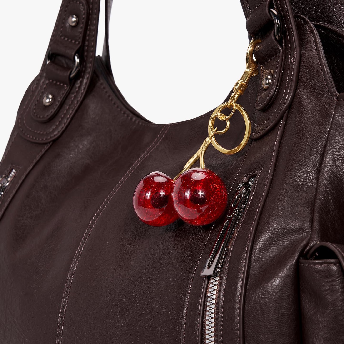 BBIQI Slouchy Hobo Shoulder Bag for Women Soft Leather Purse and Handbags Punk Style Tote Bag Crossbody Y2k Bags (Coffee)