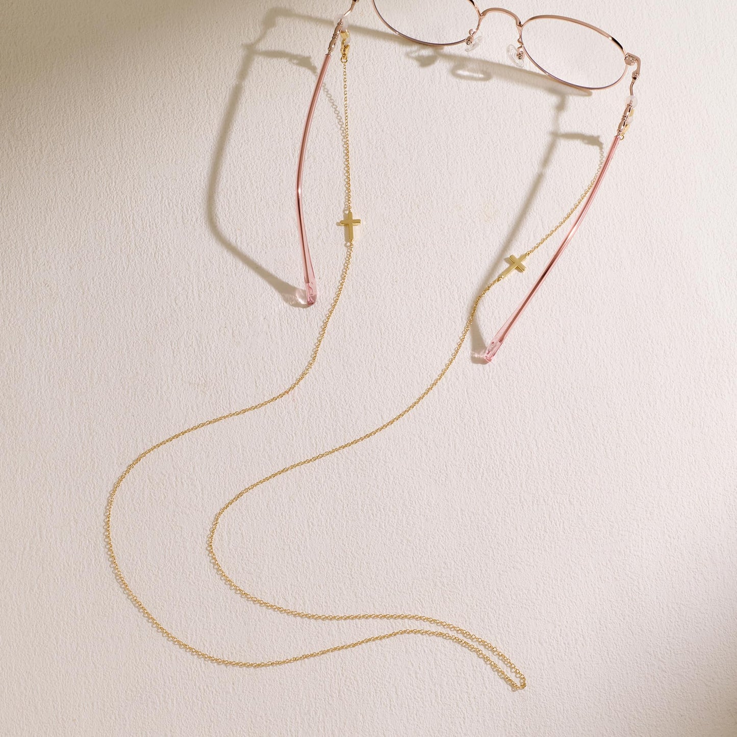 AllenCOCO Cross Glasses Chain, Glasses Strap For Women Sunglasses - 14K Gold Eyeglasses Chain, Eye Glasses Holders Around Neck