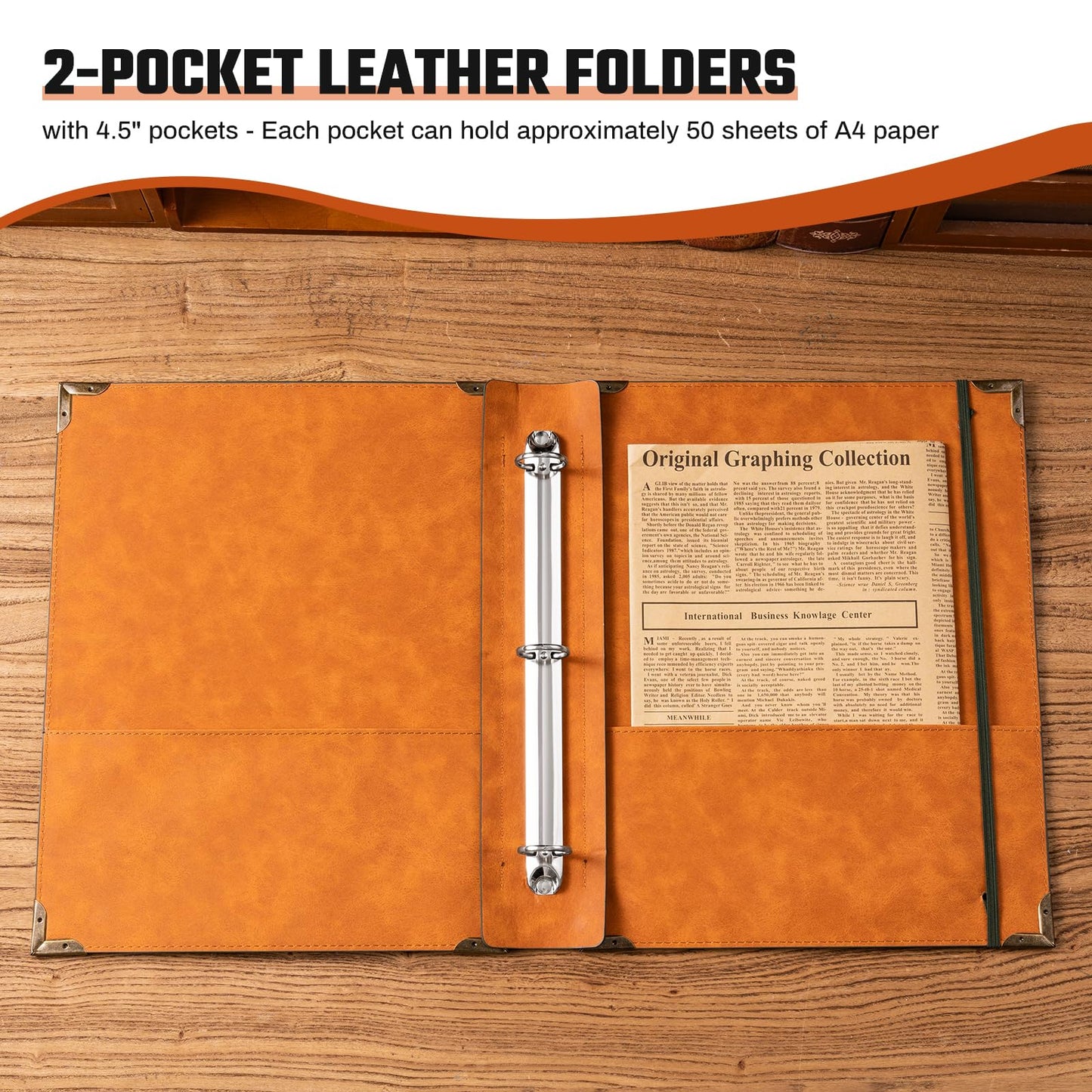 Ovesmusl PU Leather 3 Ring Binder 1 Inch Round Ring Binder Holds 200 Sheets 8.5"x11" Letter Size Paper, Wedding Family History Notebook Cover Loose Leaf Organizer, Brown