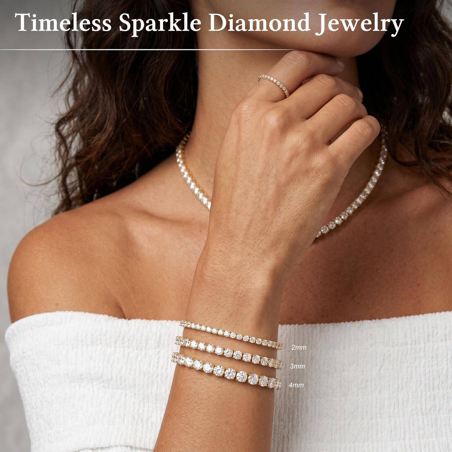 14K Gold Plated Tennis Bracelet Stack, Trendy Gold Diamond Dainty Simple Bracelets Jewelry Set, Women Fashion Accessories for Watch Band