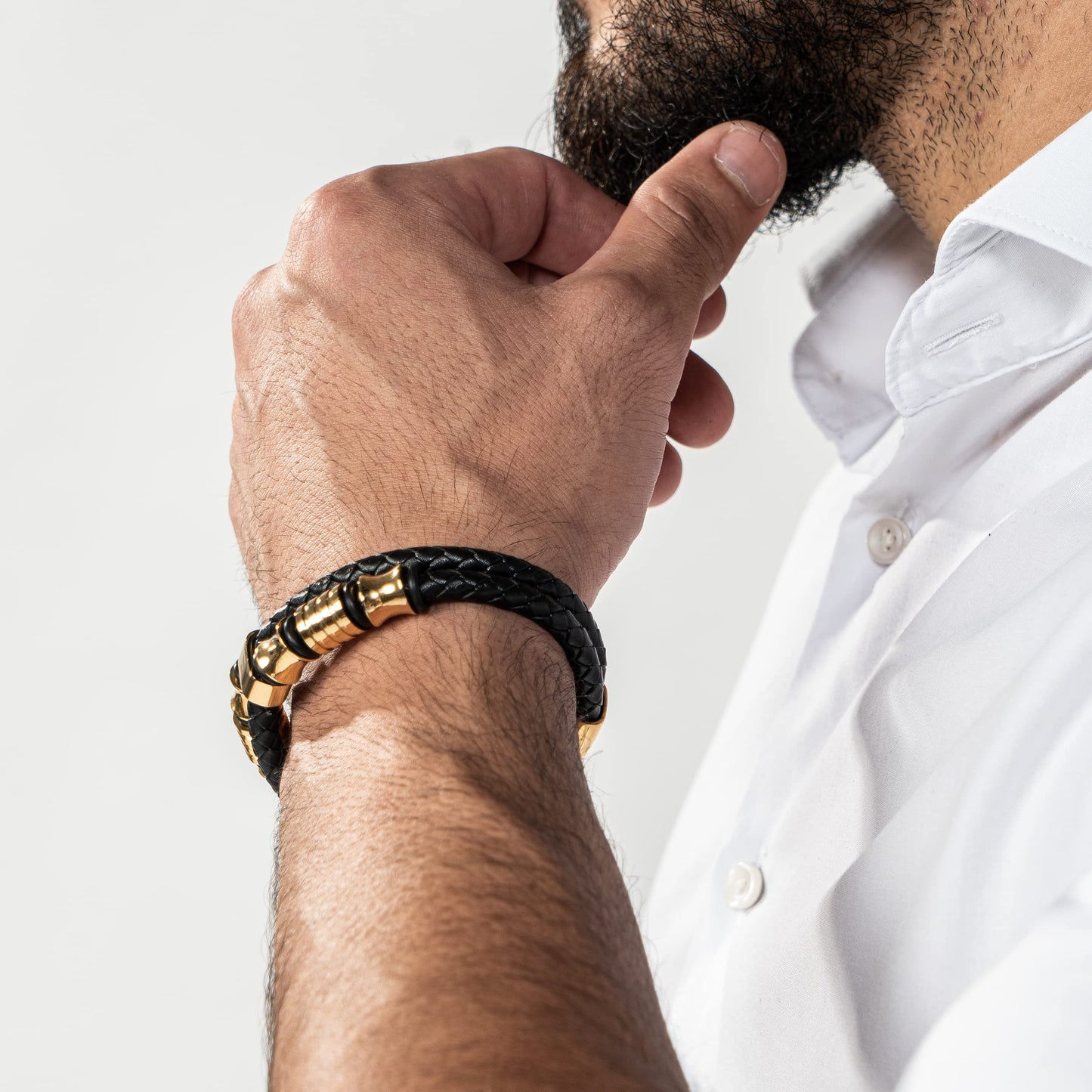 SERASAR Mens Bracelets 23cm Gold Gift Box Genuine Leather Cowhide Braided Adjust Able Magnetic Clasp Multi Layer Wrap Jewellery Rope Man Mans Male Band Jewelry Accessories