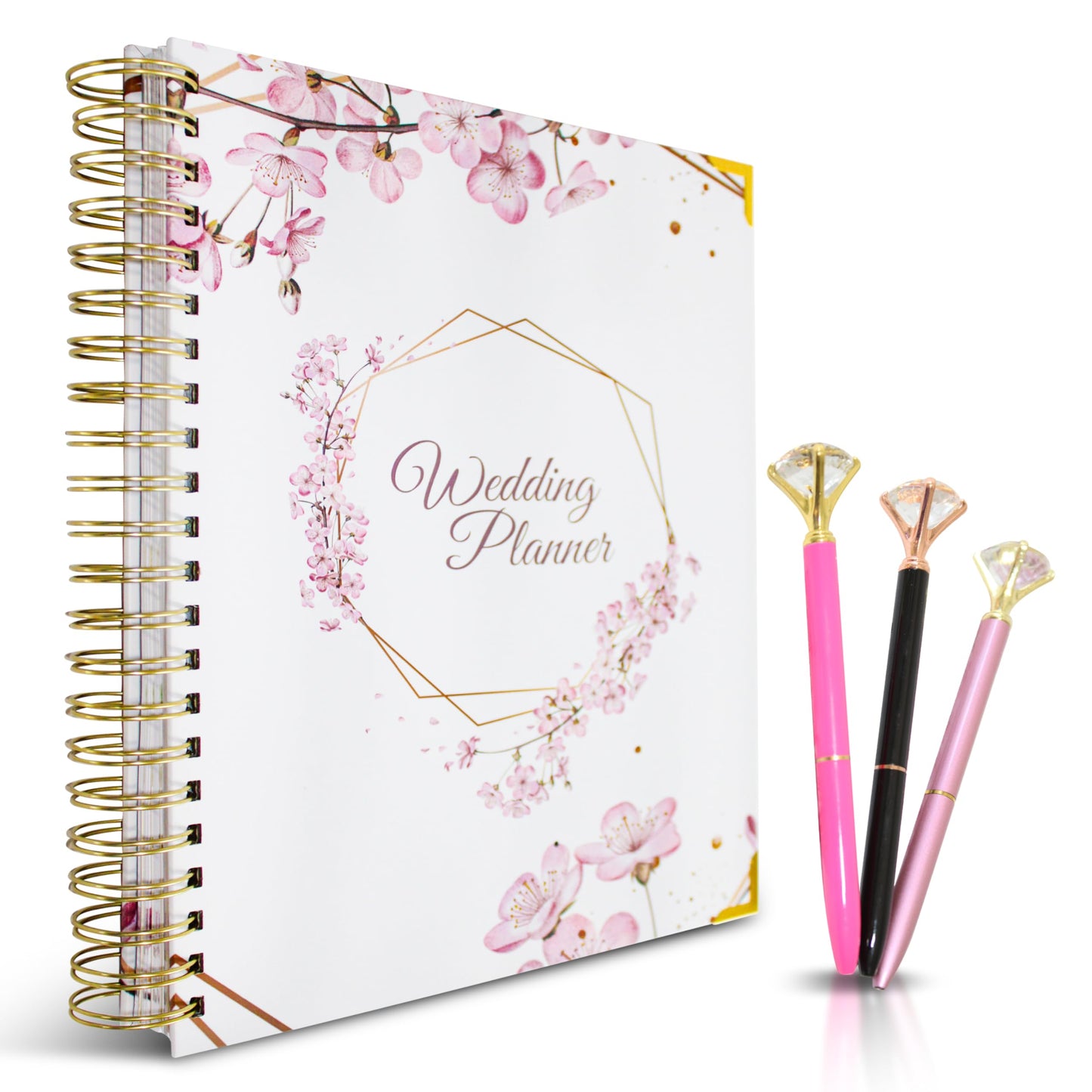 Wedding Planner Book and Organizer for The Bride, Wedding Notebook with a Set of 3 Diamond Pens
