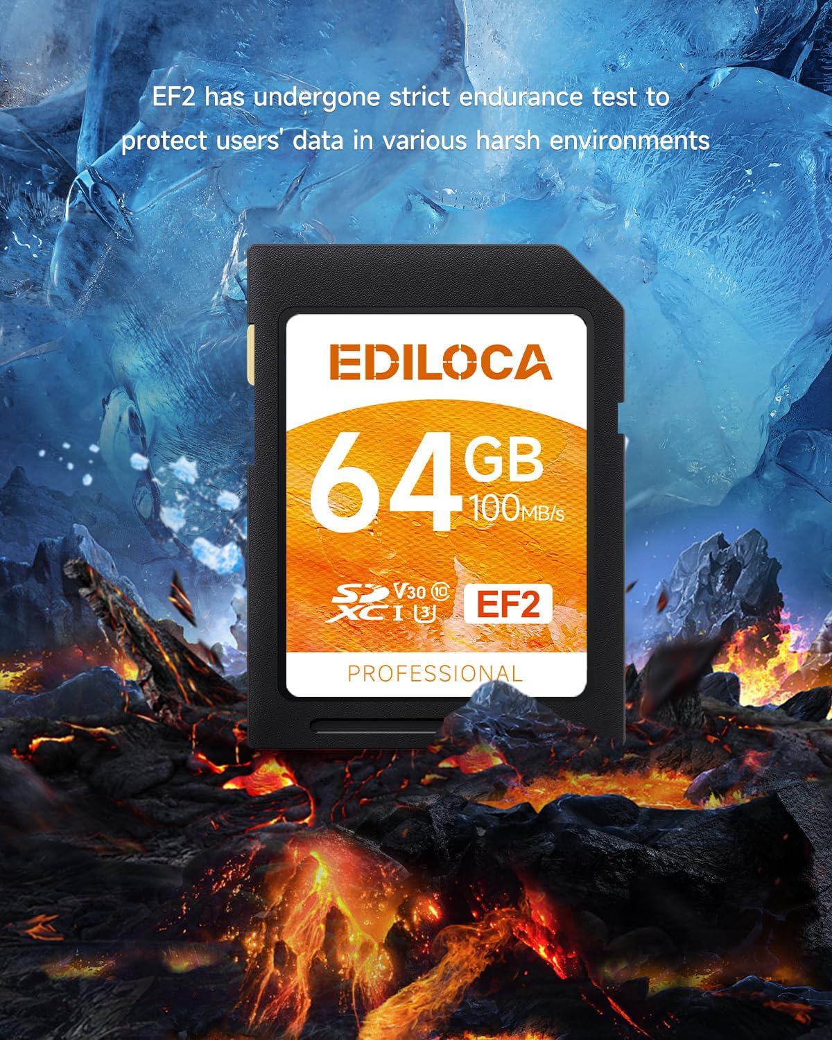 Ediloca 64GB 3 Pack 90/20MB/s, C10, U1, V10, 4K 64GB, EF2-3PCS UHS-I SD Card UHS-I Memory Card Fast Storage, Read/Write