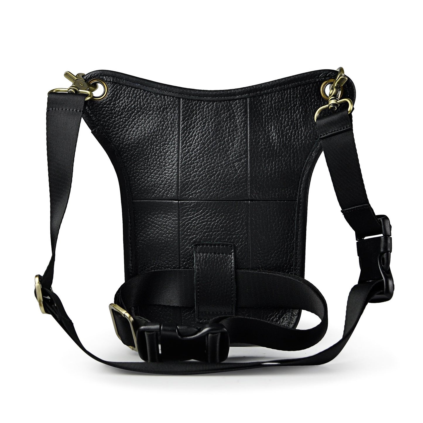 Le'aokuu Mens Genuine Leather Outdoor Sporting Hicking Waist Hip Pack Messenger Shoulder Drop Leg Thigh Bag Pouches For Women (211-5 01 Black)