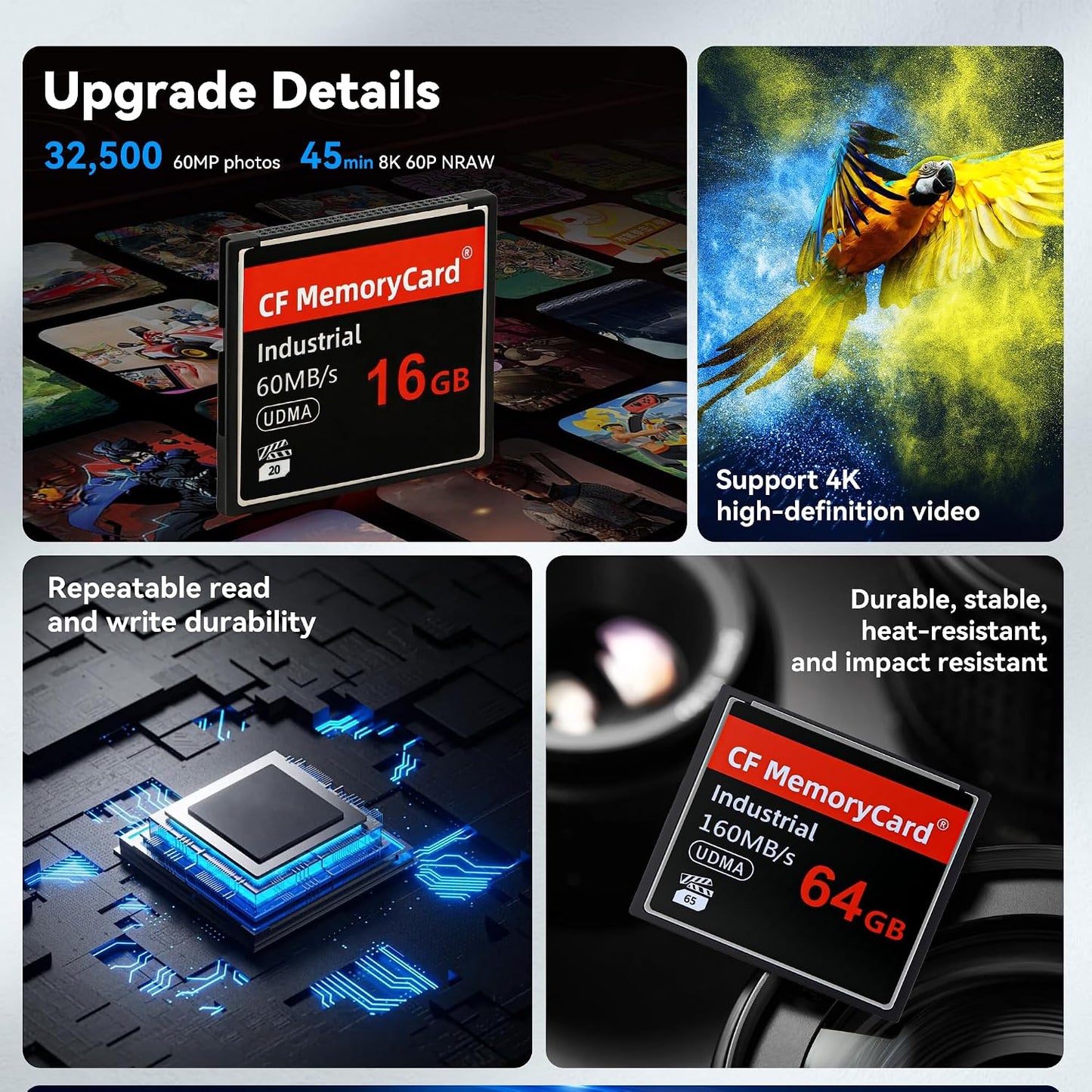 Mrekar 64GB 60MB/s Original high Speed CF Memory Card UDMA Speed Up to SLR Camera CF Card