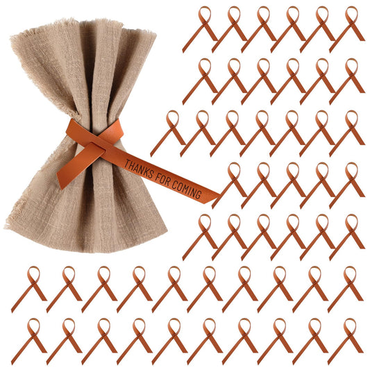 LemonRoad Set of 50 Brown Leather Napkin Rings Brown Western Napkin Holder Laser Engraving Vintage Rustic Buckle Table Decoration Wedding Dinner Party Farmhouse Table Settings