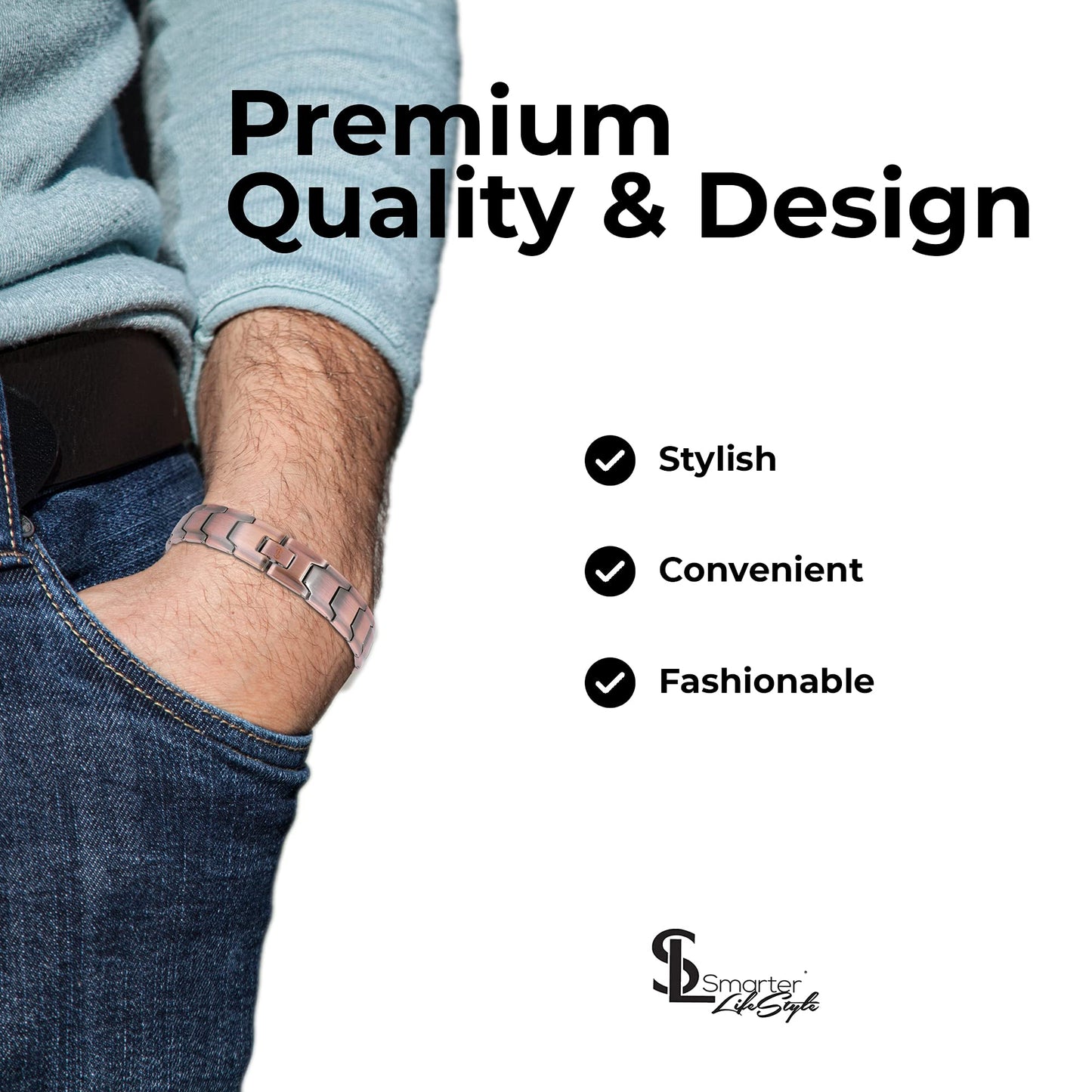 Smarter LifeStyle Extra Strength Copper Magnetic Bracelet for Men - Adjustable Bracelet Length with Sizing Tool for Perfect Fit, Magnetic Bracelets for Men, Mens Copper Bracelet
