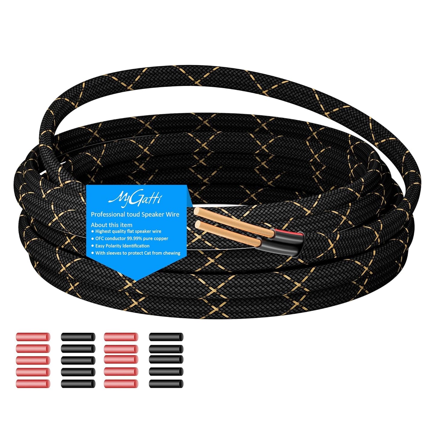 Mygatti 14/2 25 14AWG 2 Speaker Wire Feet, Gauge Speaker Cable, Direct Burial, Durable Nylon Braided, in Wall