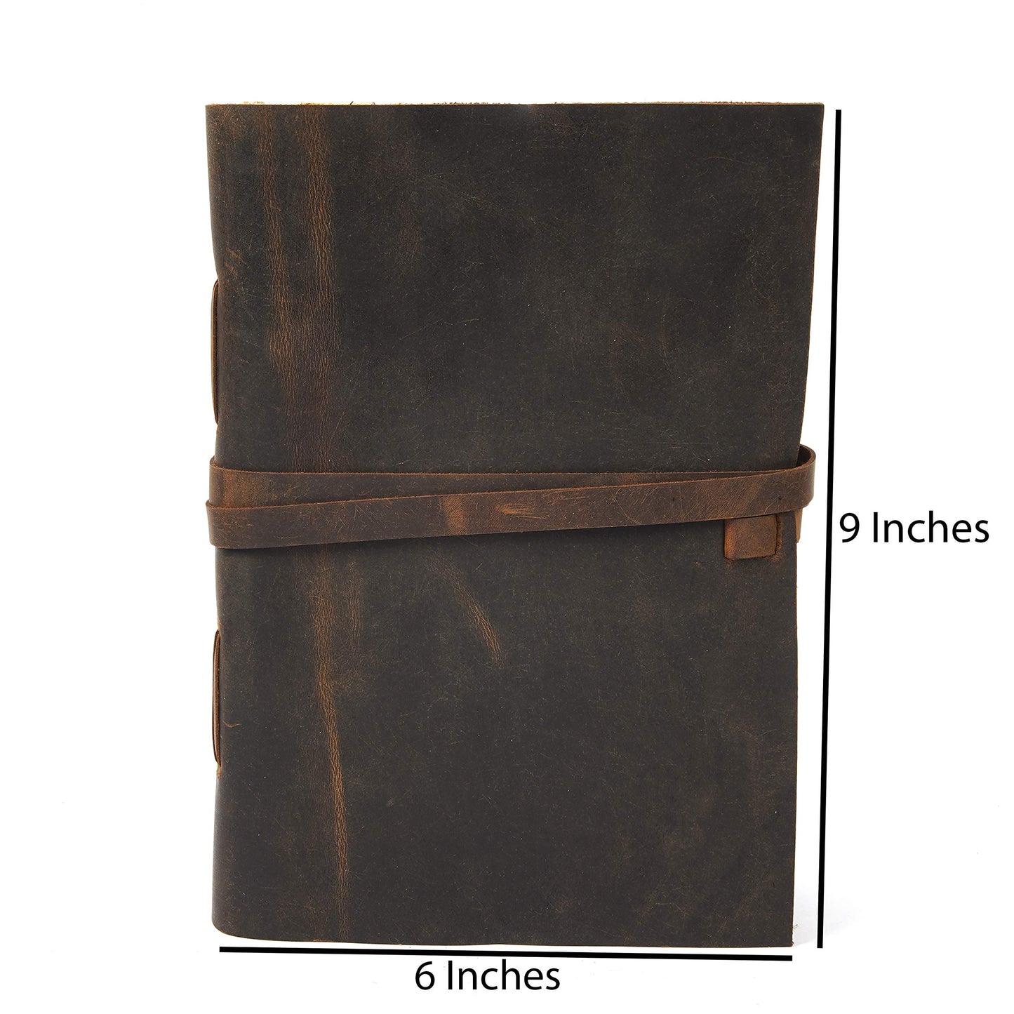 Leather Journal Travel Diary, Handmade Vintage Bound Notebook For Men & Women, Antique Finish, Genuine Buffalo Leather- Quality Unlined Paper Perfect for Notes, Art Sketchbook, 9X6 Inches, Brown
