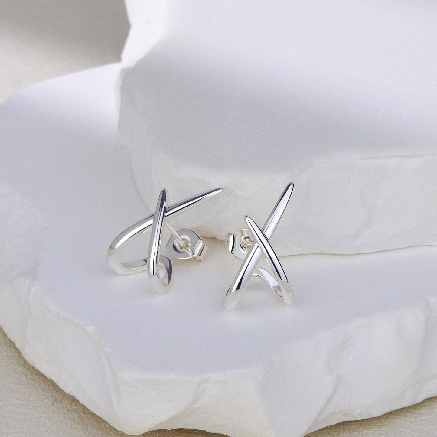 Sterling Silver Earrings for Women Trendy, Dainty Simple Minimalist Unique Silver Stud Earrings, 925 Post Hypoallergenic Earrings for Sensitive Ears Women Women‘s Fashion Gifts