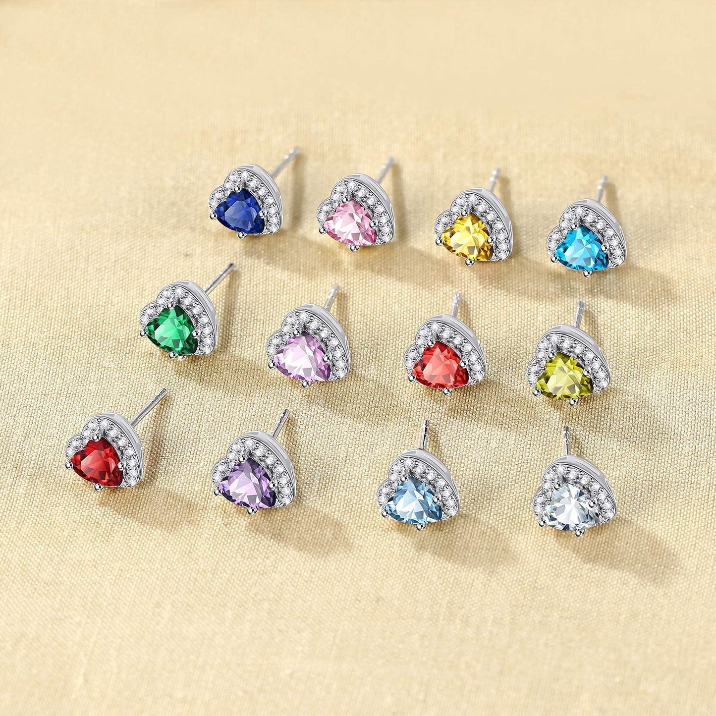 Bestyle Flattering June Alexandrite Heart Birthstone Earrings for Women Dainty Hypoallergenic Silver Earrings for Women Cute Purple Heart Studs