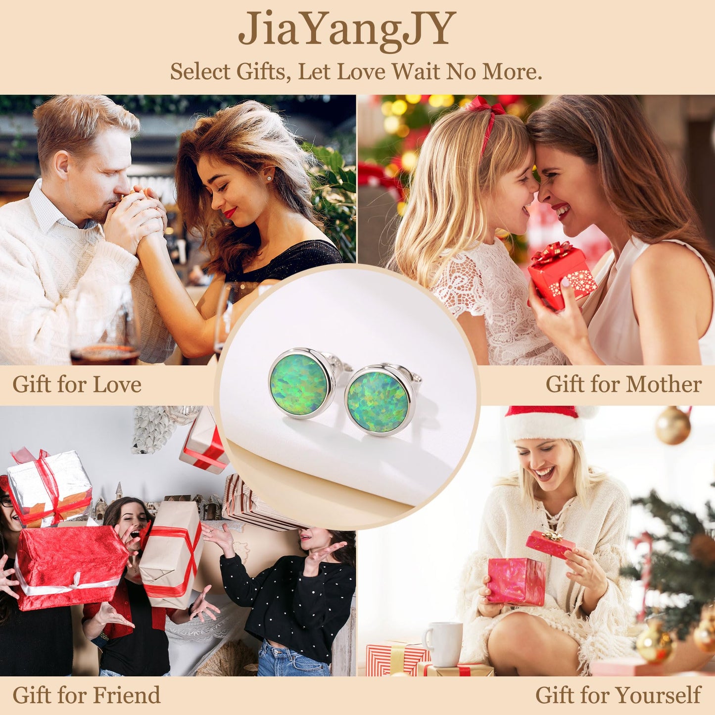 JiayangJY Silver Green Fire Opal Stud Earrings for Women Sterling Silver Round Shape 7mm Opal Earrings with Push Back