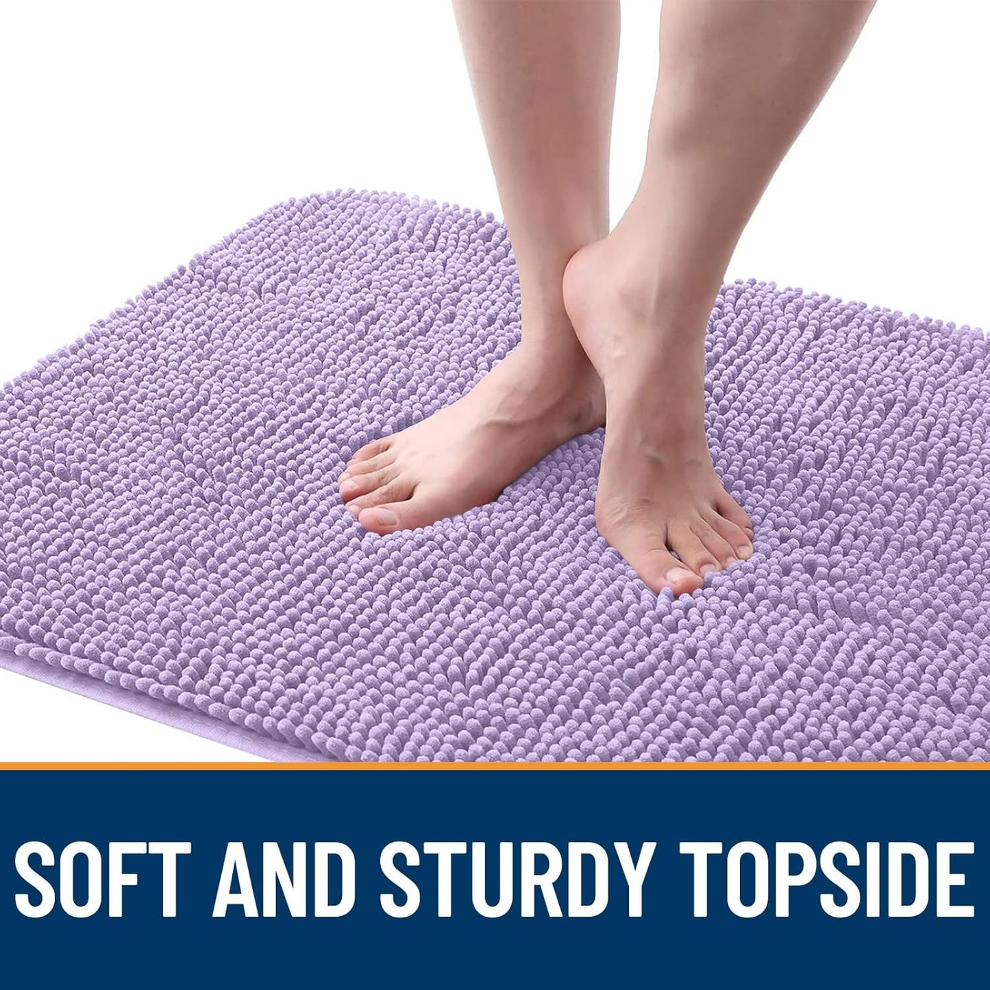 OLANLY Dog Door Mat - Absorbent Non-Slip Washable Chenille Mat for Muddy Paws | 47x24, Lavender