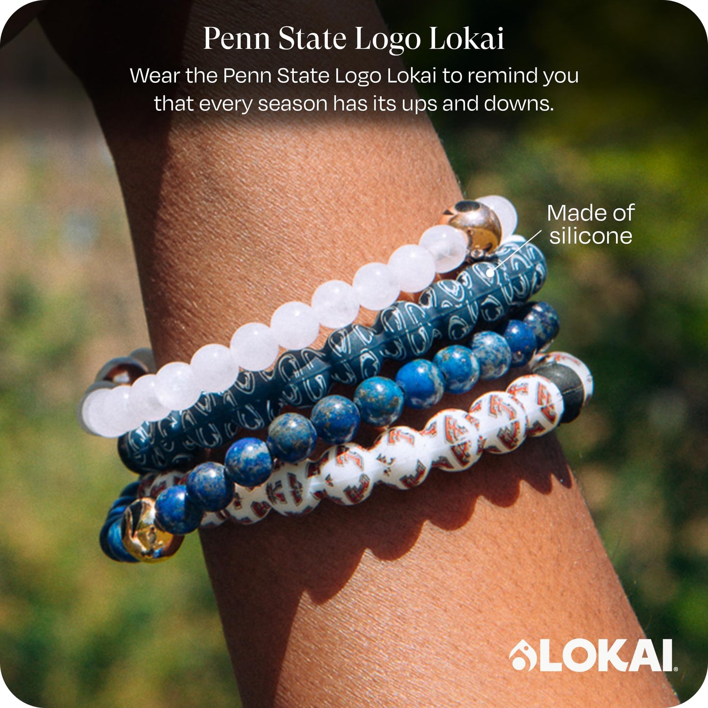 Lokai Collegiate Silicone Beaded Bracelet for Women & Men, Penn State University - Medium, 6.5 Inch Circumference - Silicone Jewelry Fashion Bracelet Slides-On for Comfortable Fit