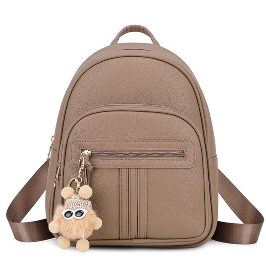 BAGOK Mini Leather Backpack Purse for Women, Small Backpack Purse with Cartoon Charm, Cute Fashion Bag for Girls