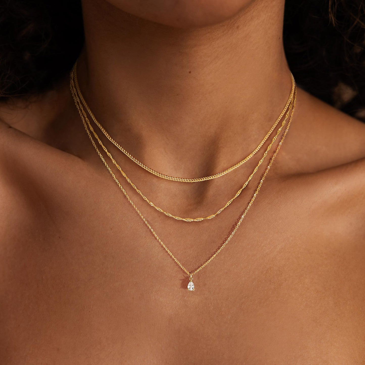 Layered Necklaces for Women Trendy,Stackable 14K Glod Plated CZ Pendant Necklace Dainty Gold Cuban Teardrop Necklace Choker Chain Small Cute Layered Necklaces Set for Women Fashion Jewelry Accessories