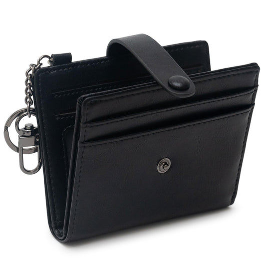 Alldaily Slim Keychain Wallet for Women, RFID Blocking Small Bifold Travel Credit Card Holder (Black)