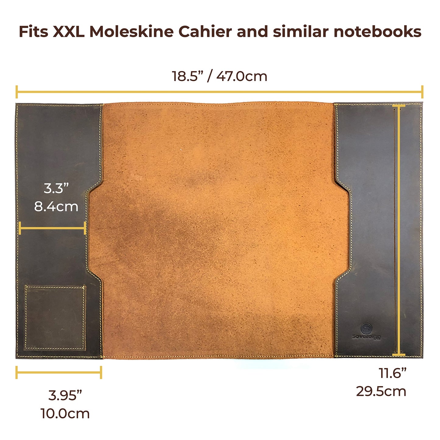 Leather Refillable Journal Cover for Men and Women, Handmade Gift Set for Moleskine Cahier XXL with Stylish Pen and Card Holder, Vintage Classic Notebook, Sketchbook, Planner and Diary (11.6x18.5")